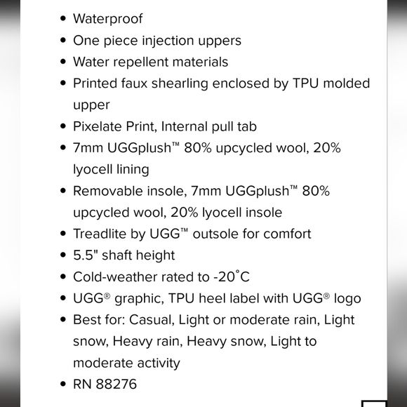 NEW UGG CLASSIC CLEAR WEATHER PROOF BOOTS $159 - Picture 6 of 15